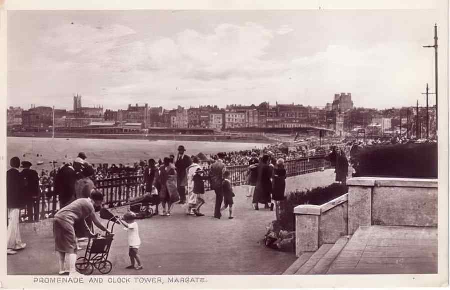 Margate Prom And Clock Tower Vintage A4 Photo Print