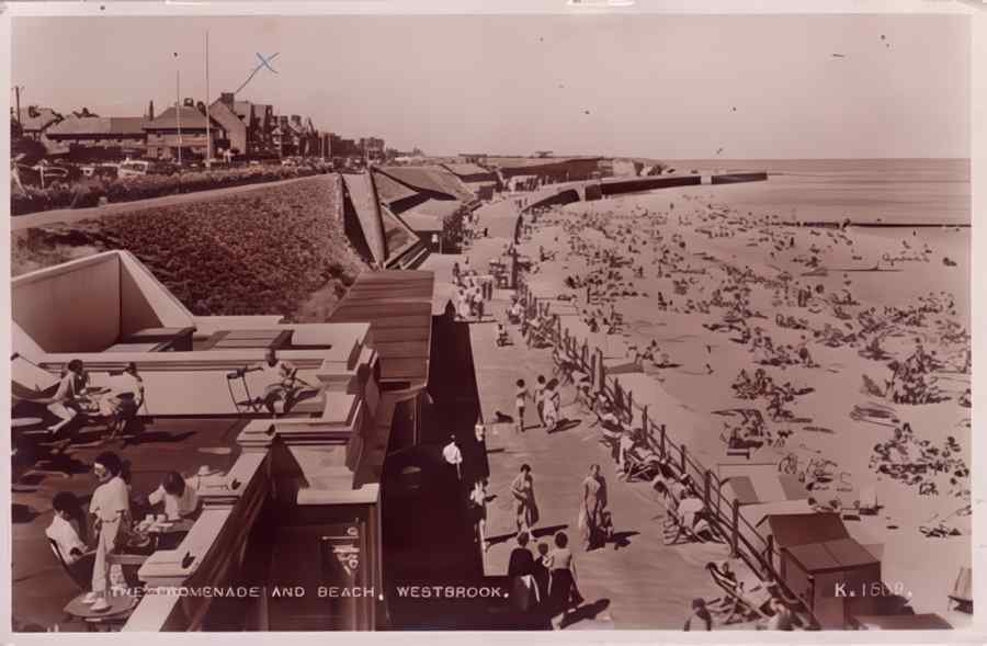 Margate Promenade And Beach 1952 Vintage A4 Photo Print