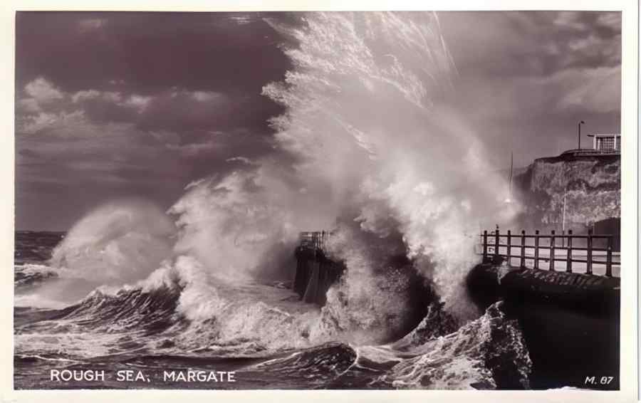 Margate Rough Sea Vintage A4 Photo Print