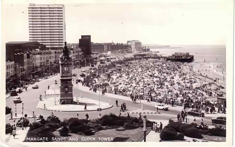 Margate Sands And Clock Tower Vintage A4 Photo Print