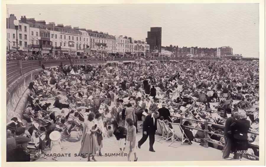 Margate Sands In Summer Vintage A4 Photo Print