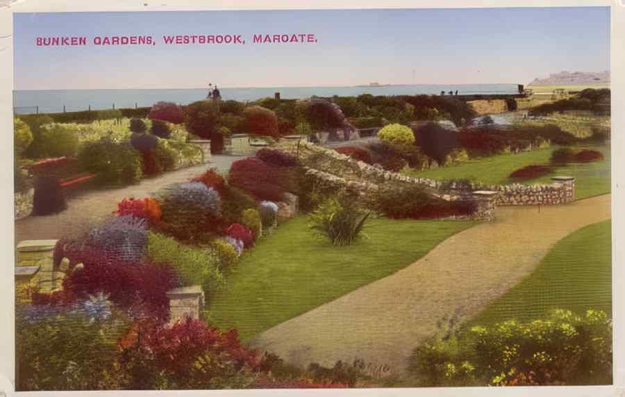 Margate Sunken Gardens Colour 1945 Vintage A4 Photo Print