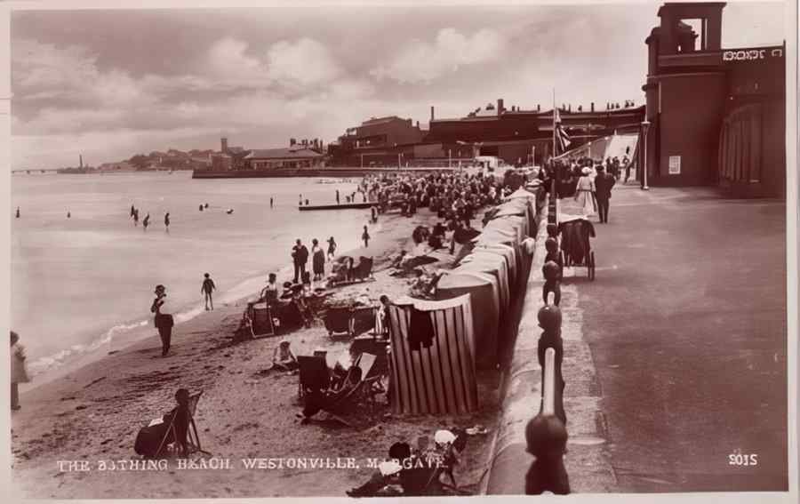 Margate The Bathing Beach 1946 Vintage A4 Photo Print