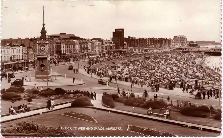 Margate The Clock Tower And Sands Vintage A4 Photo Print