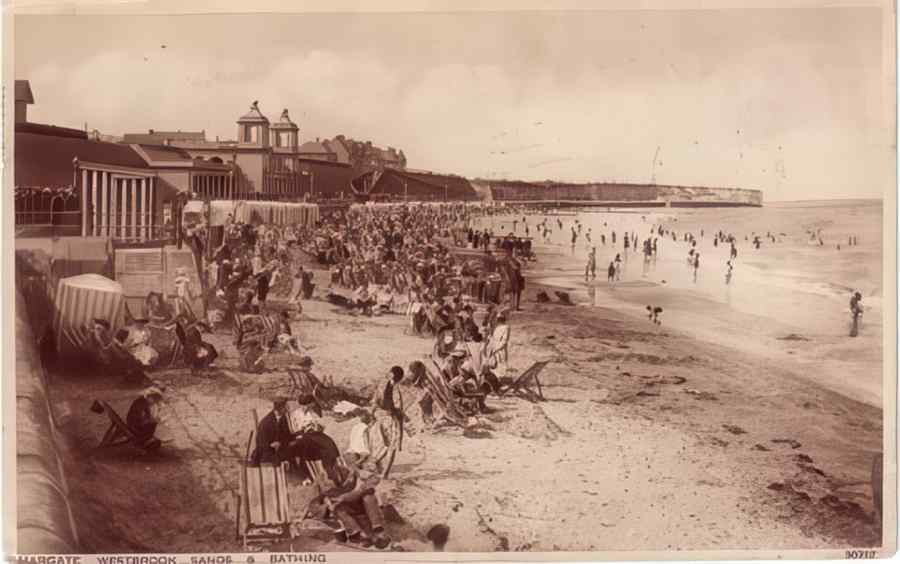 Margate Westbrook Sands And Bathing Vintage A4 Photo Print