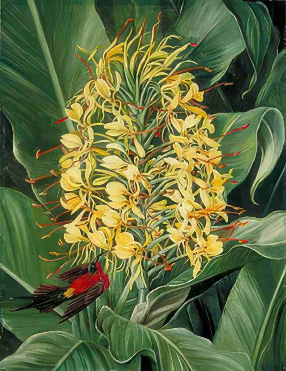Marianne North Hedychium gardnerianum Sunbird India Art A4 Photo Print