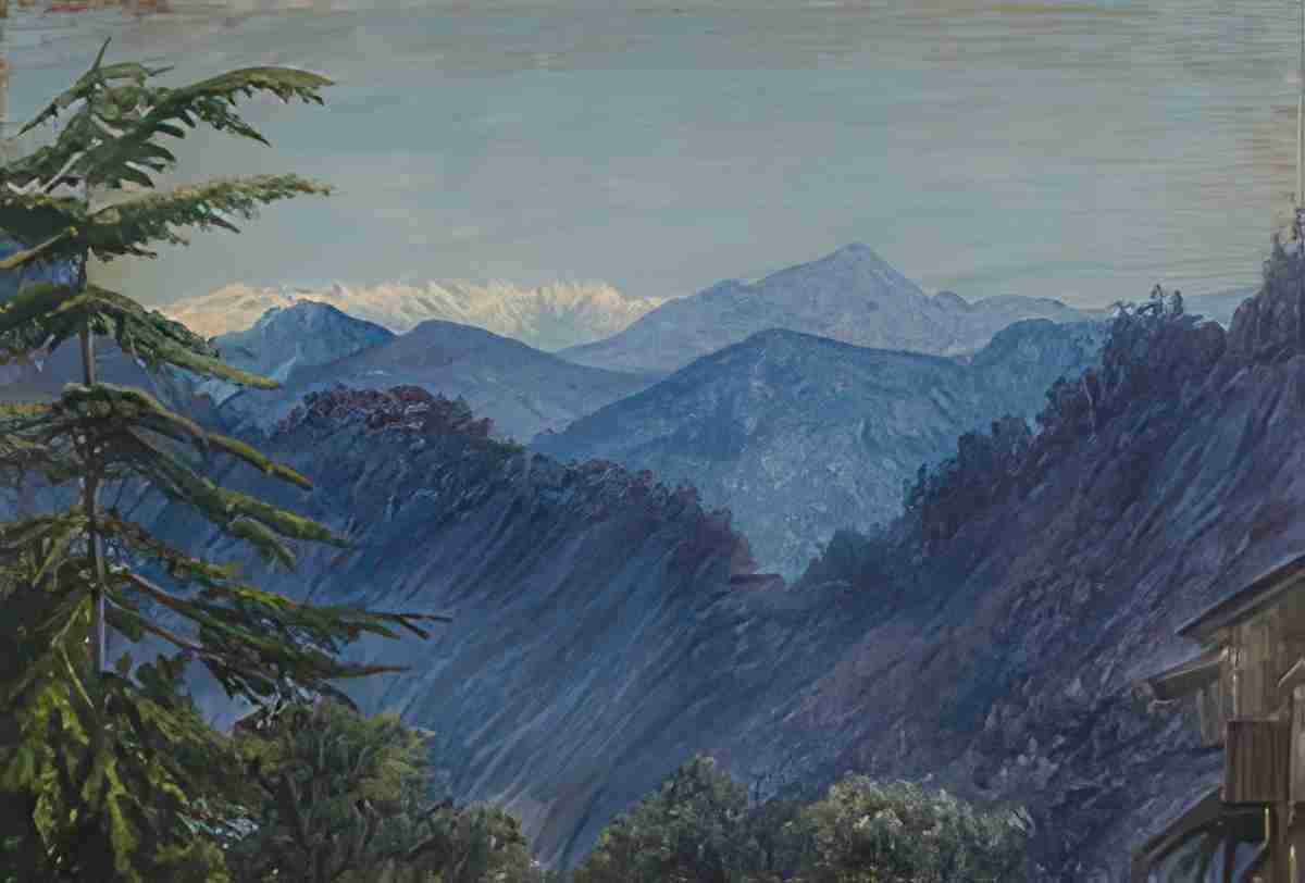 Marianne North Mountains from Simla India Art A4 Photo Print