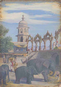 Marianne North Palace Yard Female Elephant Child Udaipur India S c Art A4 Photo Print