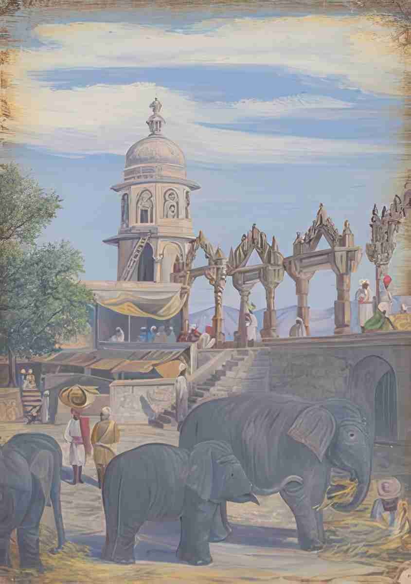 Marianne North Palace Yard Female Elephant Child Udaipur India S c Art A4 Photo Print