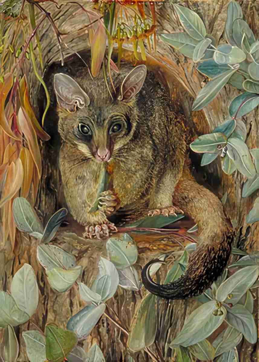 Marianne North Possum up a Gum Tree Art A4 Photo Print