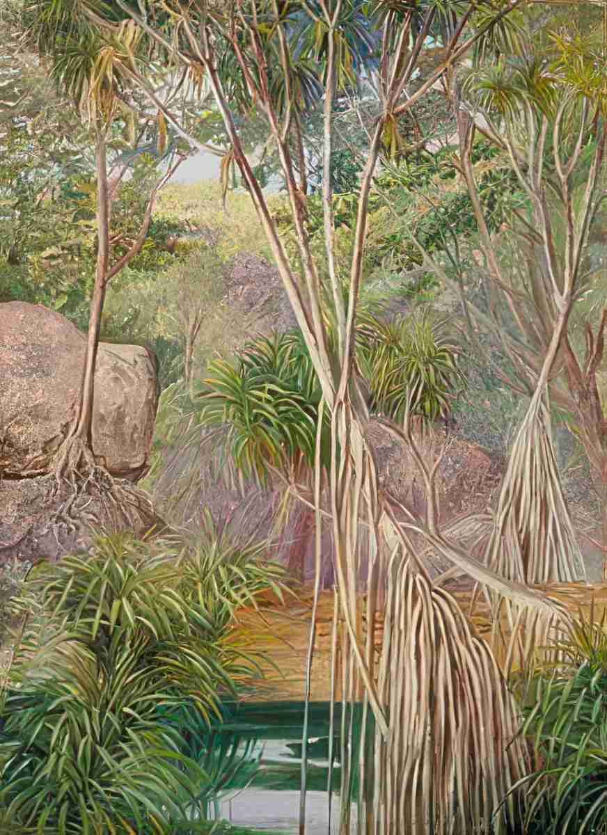 Marianne North Screw Pines in Praslin Seychelles Art A4 Photo Print