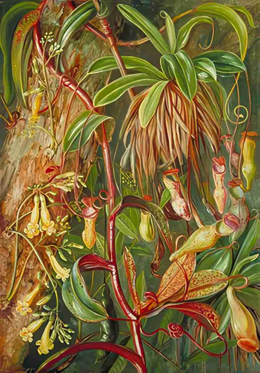 Marianne North Seychelles Pitcher Plant Bilimb Marron Art A4 Photo Print