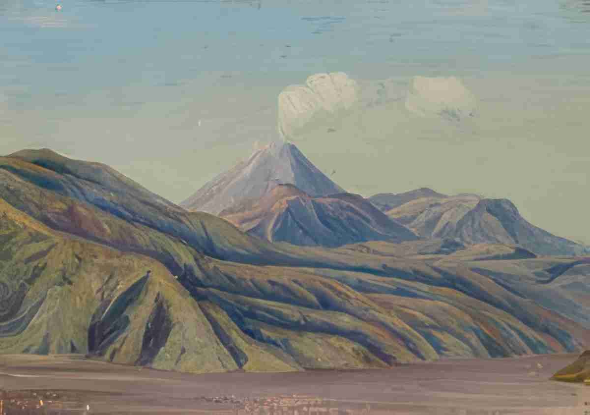 Marianne North Smoke over Volcano Java S Art A4 Photo Print