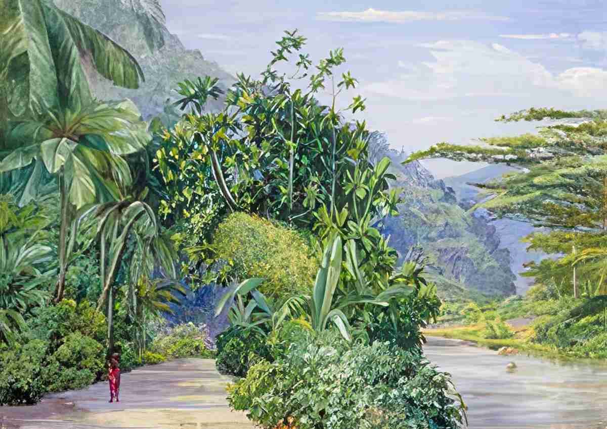 Marianne North The Bog Walk Jamaica with Bread Fruit Banana Cocoanut Other Trees Art A4 Photo Print