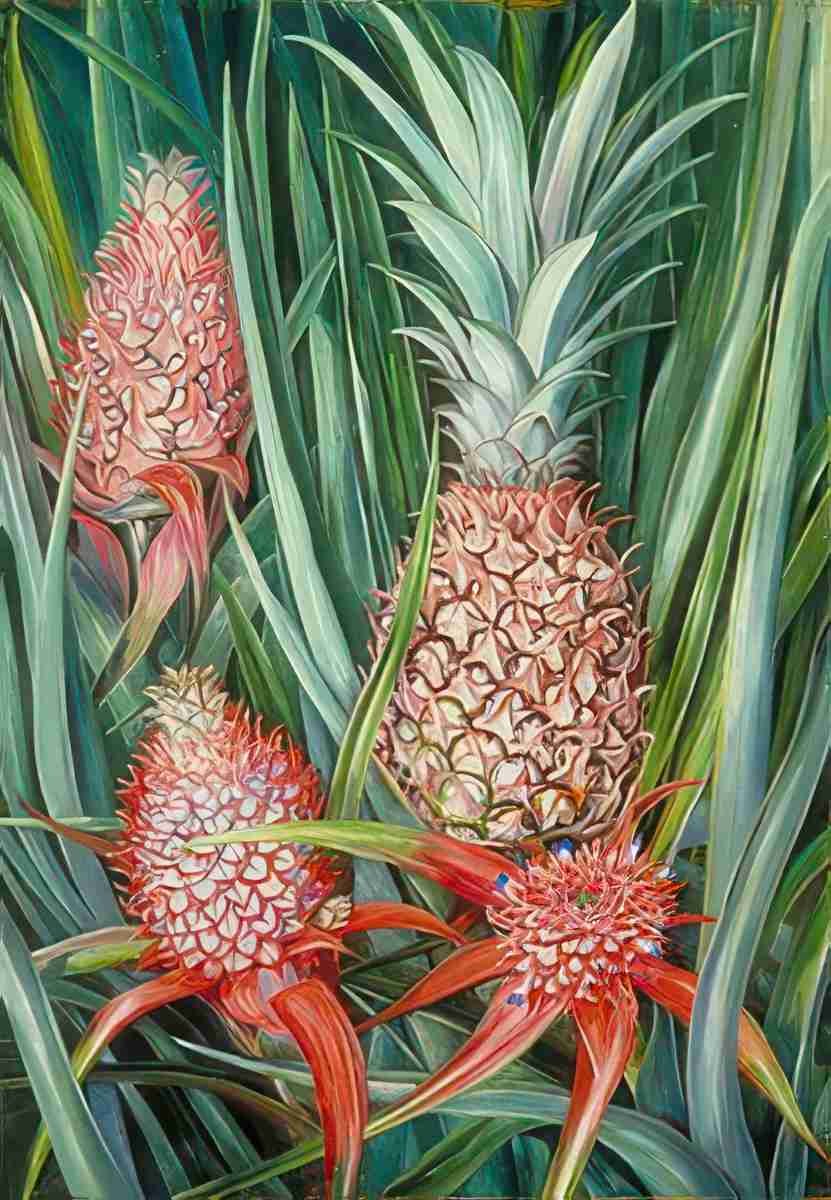 Marianne North Wild Pine Apple in Flower Fruit Borneo Art A4 Photo Print