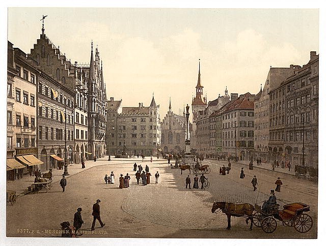 Marienplatz Munich Bavaria Vintage A4 Photo Print