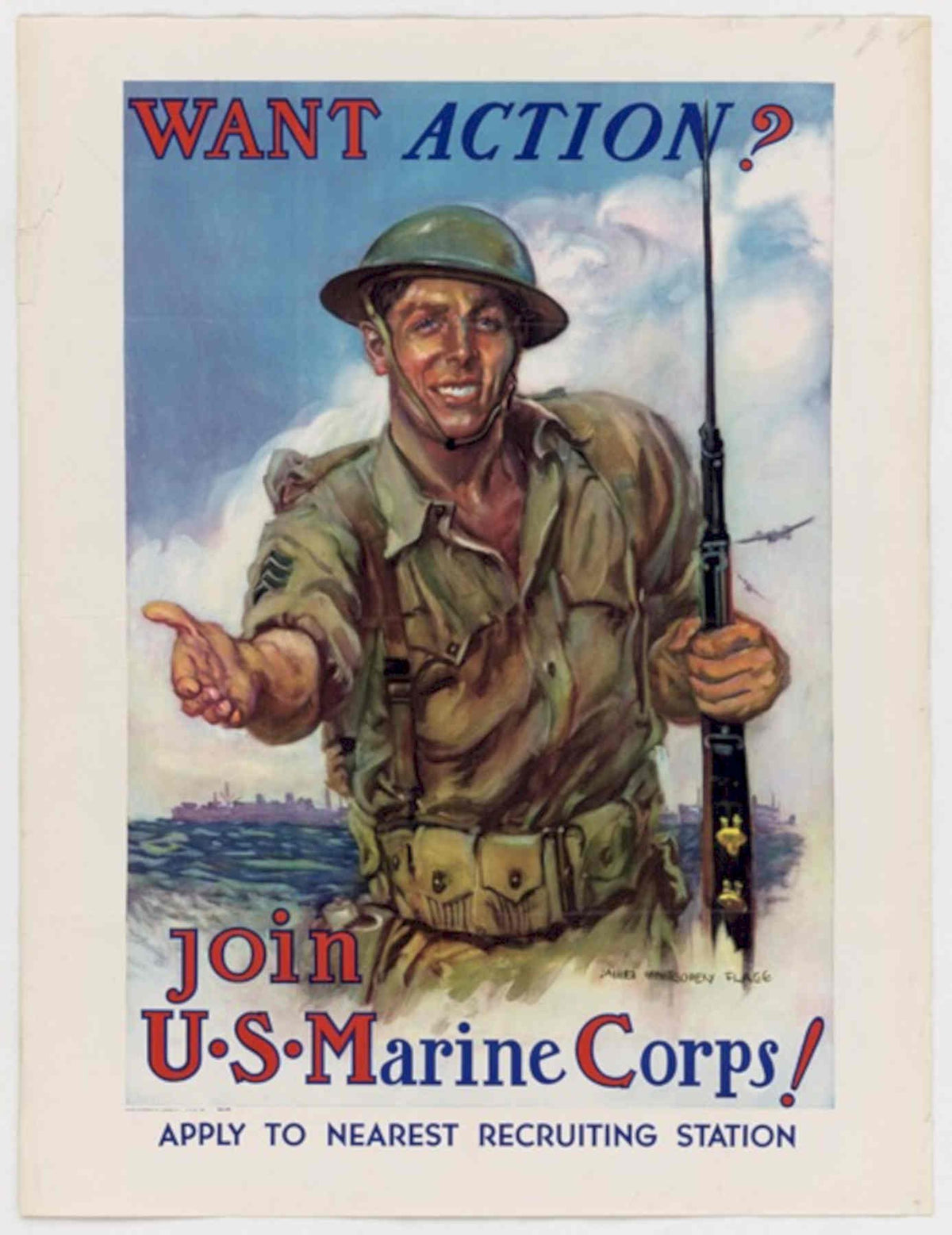 Marine Corps Poster American World War II Advert Poster