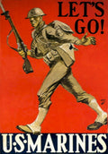 Marine Lets Go 1940s Vintage Retro Advert Poster