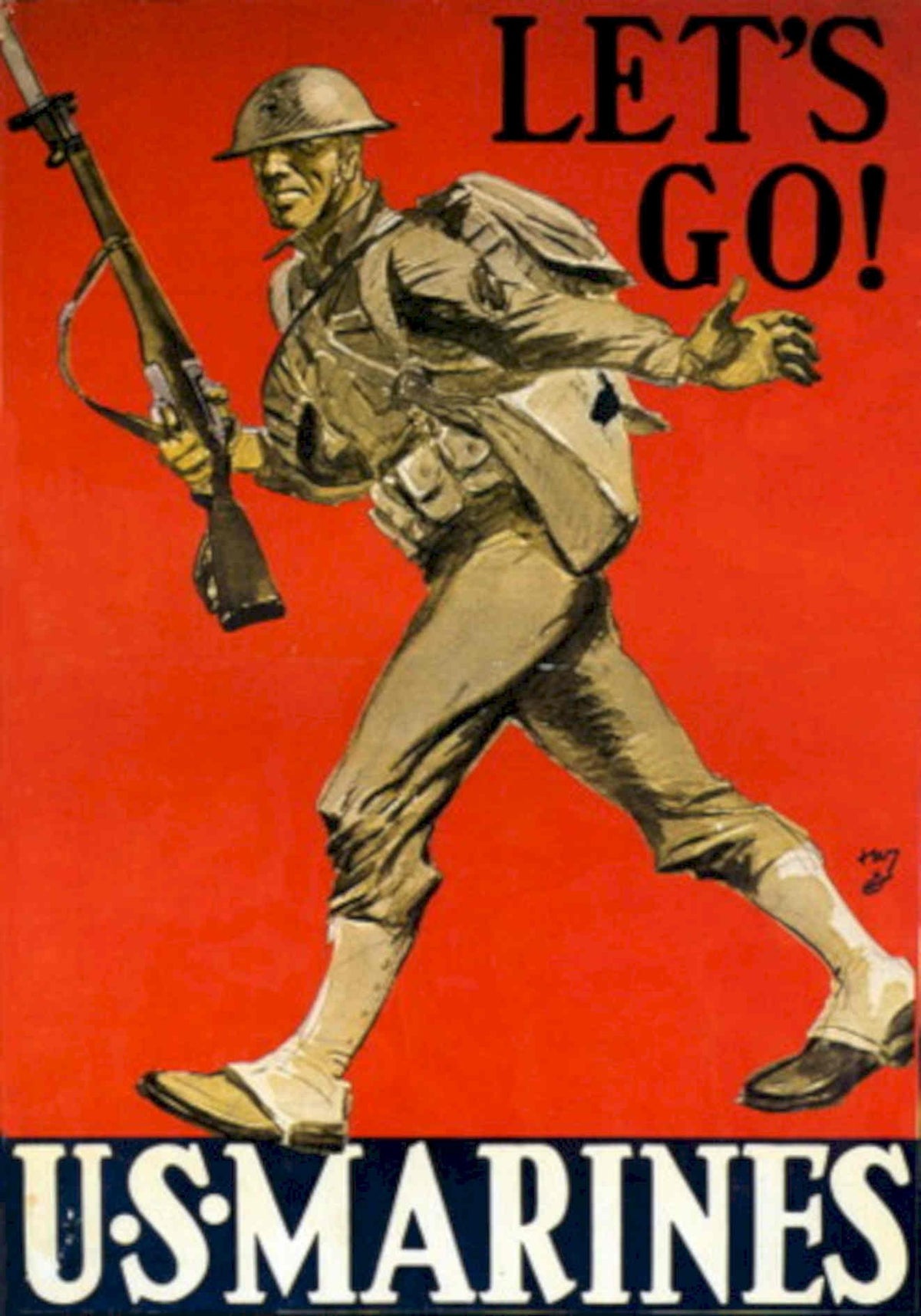 Marine Lets Go 1940s Vintage Retro Advert Poster