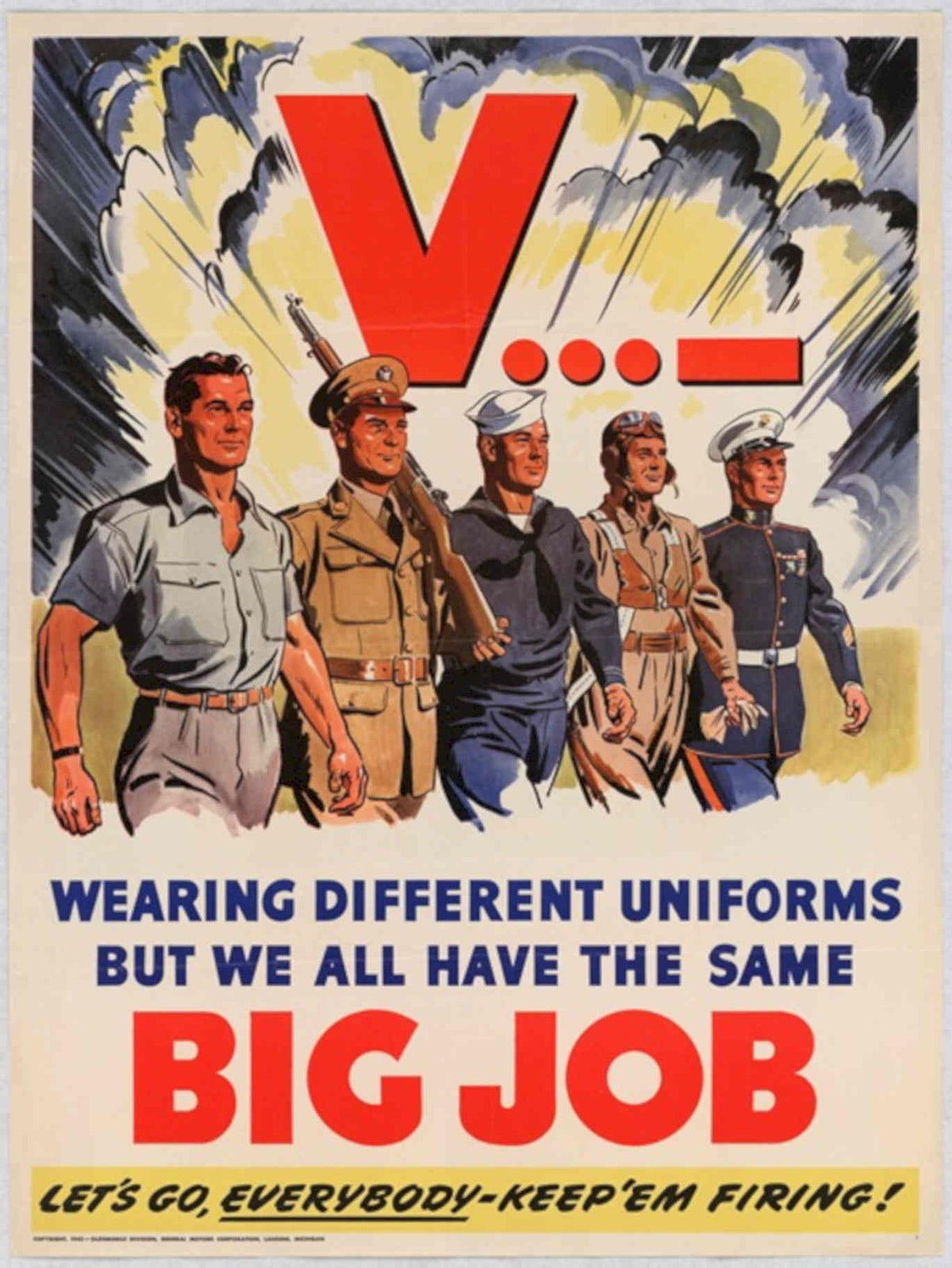 Marine Navy V American World War II Advert Poster