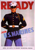 Marine Ready Usmarines 1940s Vintage Retro Advert Poster