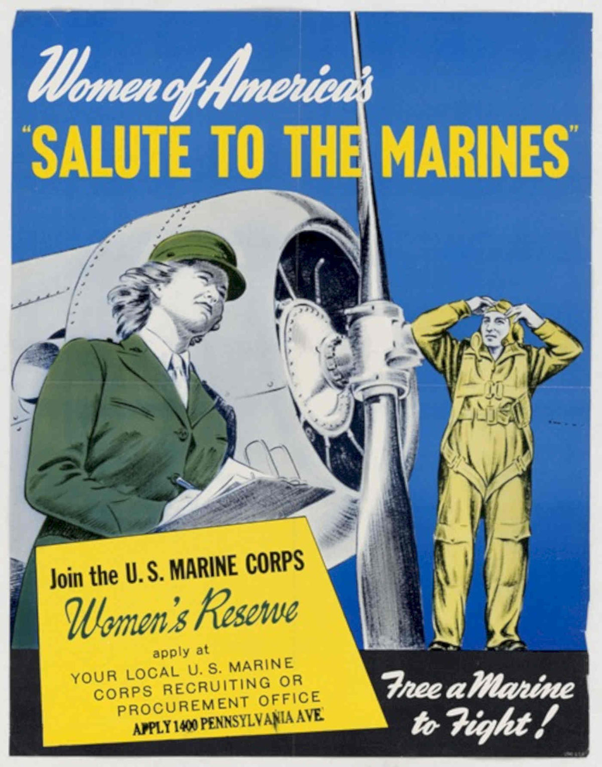 Marine Salute Women American World War II Advert Poster