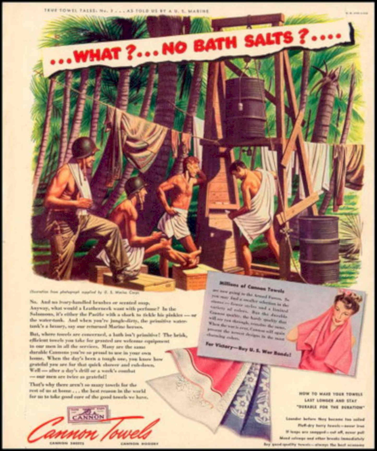 Marine Towels Salts 1940s Vintage Retro Advert Poster