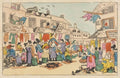 Market Scene 18th GB Cartoon Vintage Retro Advert Poster