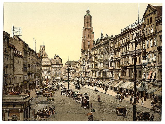 Market place II Breslau Silesia Vintage A4 Photo Print