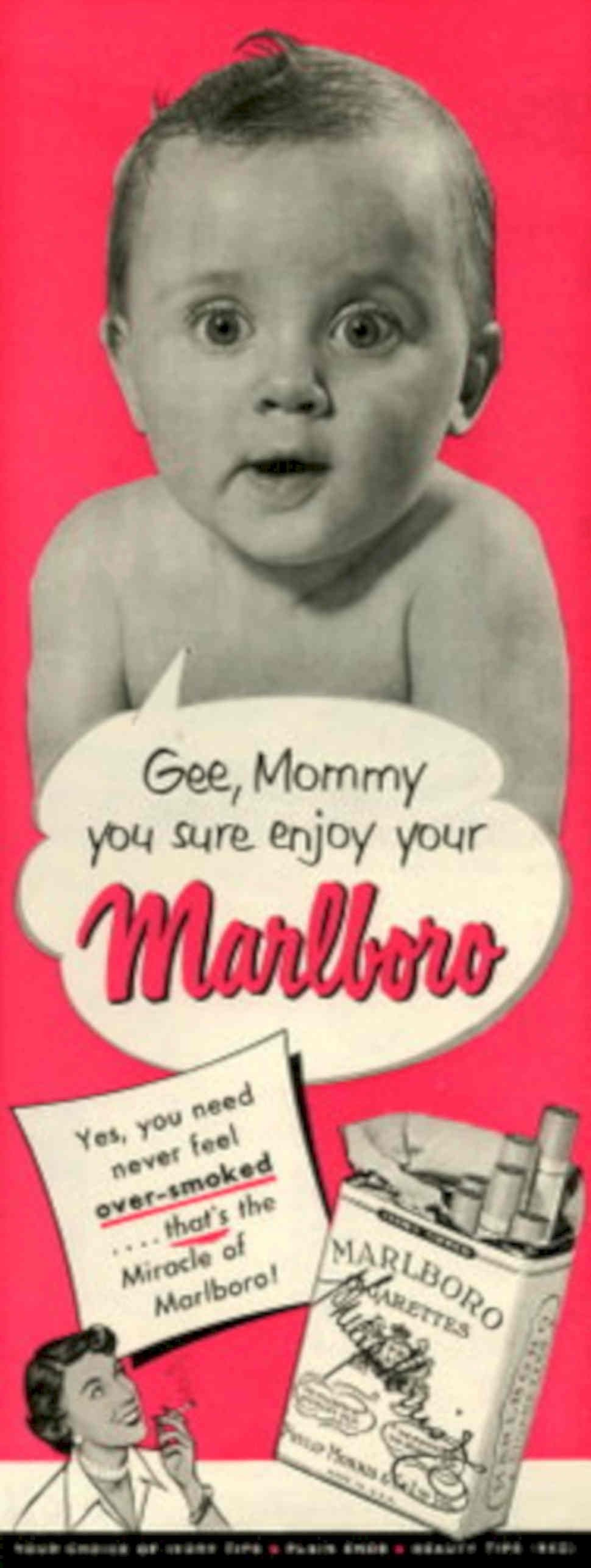 Marlboro Baby Smoke 1950s Vintage Retro Advert Poster
