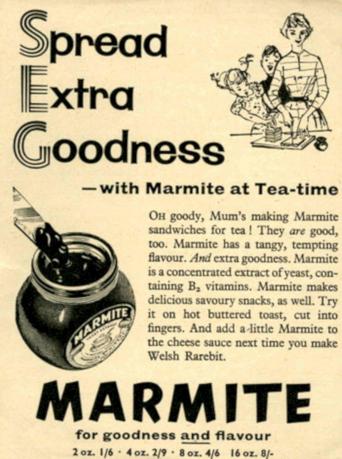 Marmite Family Tea 1940s Vintage Retro Advert Poster