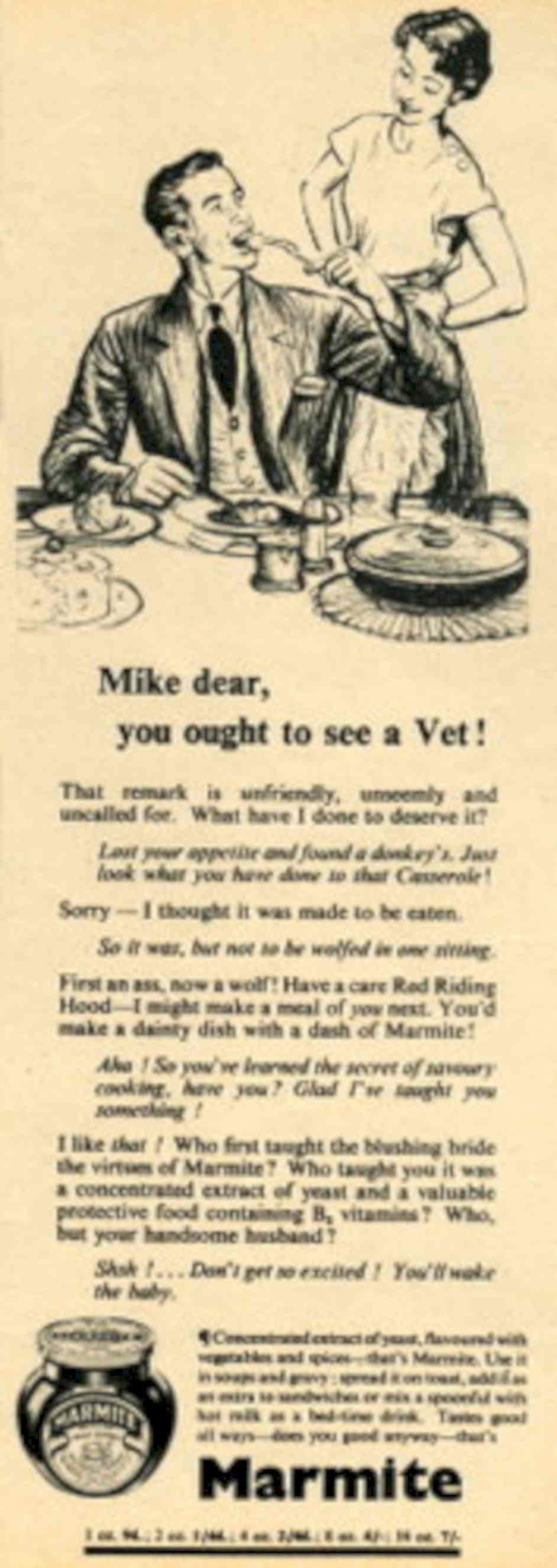 Marmite Spread Vintage 1950s Vintage Retro Advert Poster
