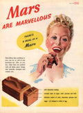 Mars Bar Woman 1950s Vintage Retro Advert Poster