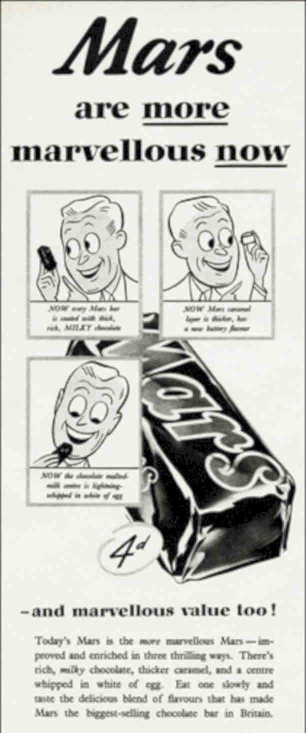 Mars Chocolate Bars 1 Vintage Retro Advert Poster A4 Photo Print