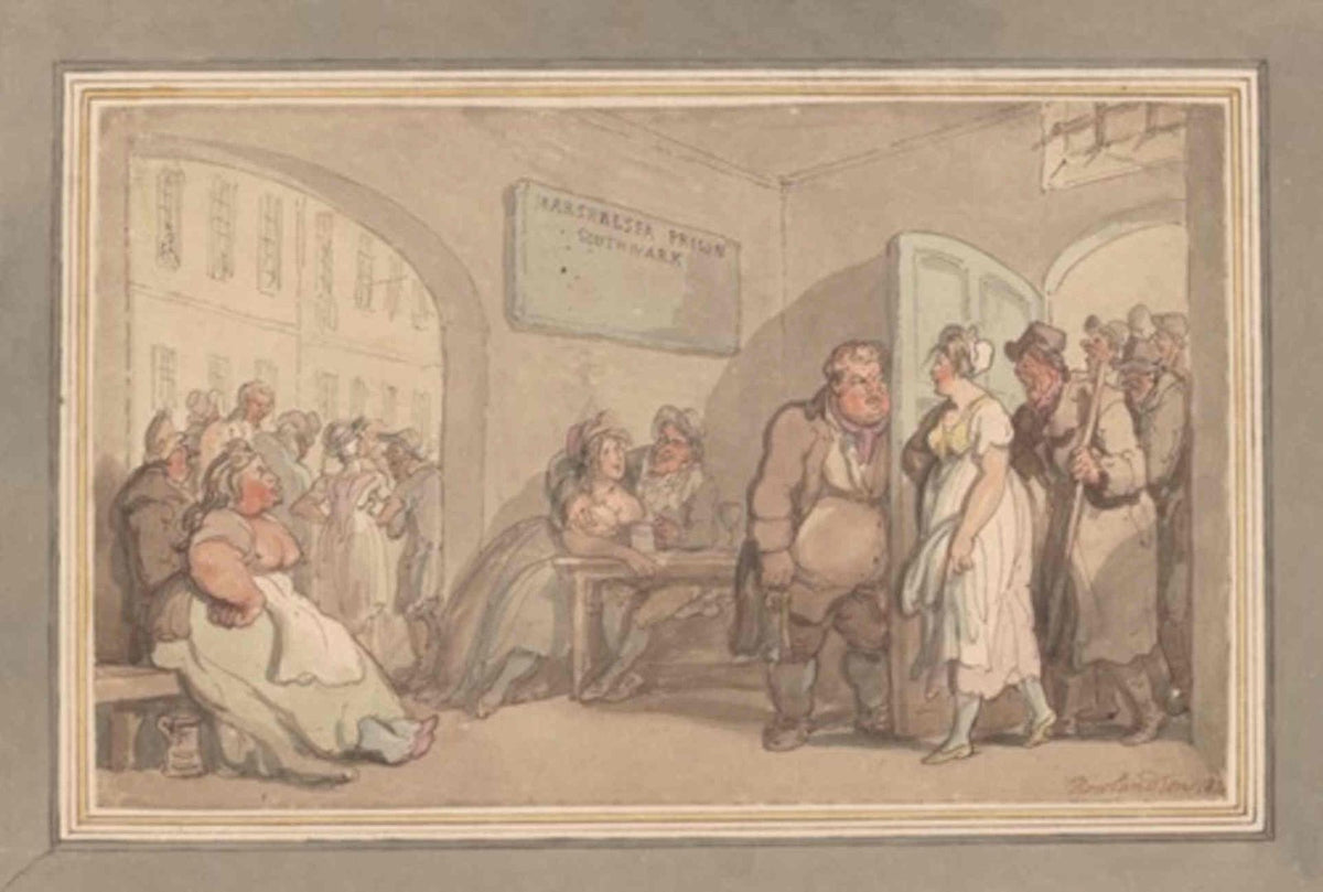 Marshalsea Prison Covent GB Cartoon Vintage Retro Advert Poster