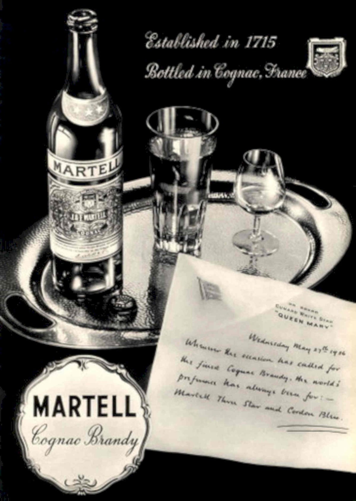 Martell Cognac 1936 1930s Vintage Retro Advert Poster