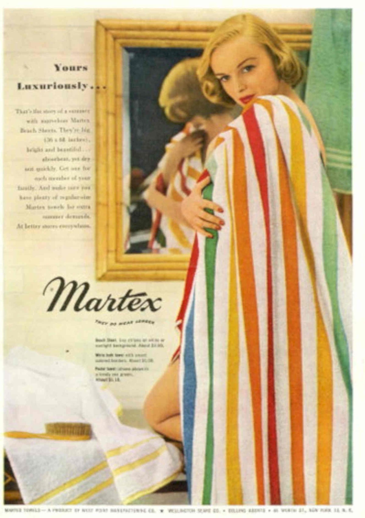 Martex Beachwear 1960s 1940s Vintage Retro Advert Poster