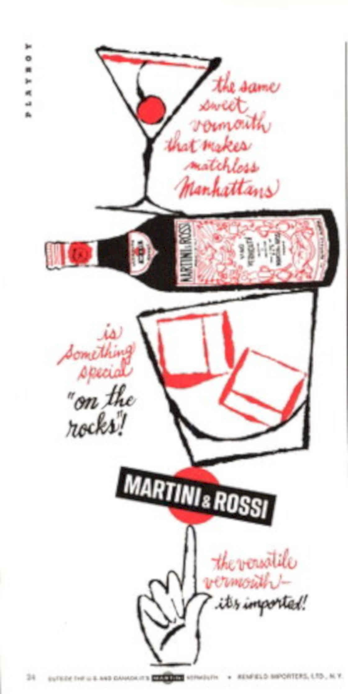 Martini Rossi Bottle 1950s Vintage Retro Advert Poster