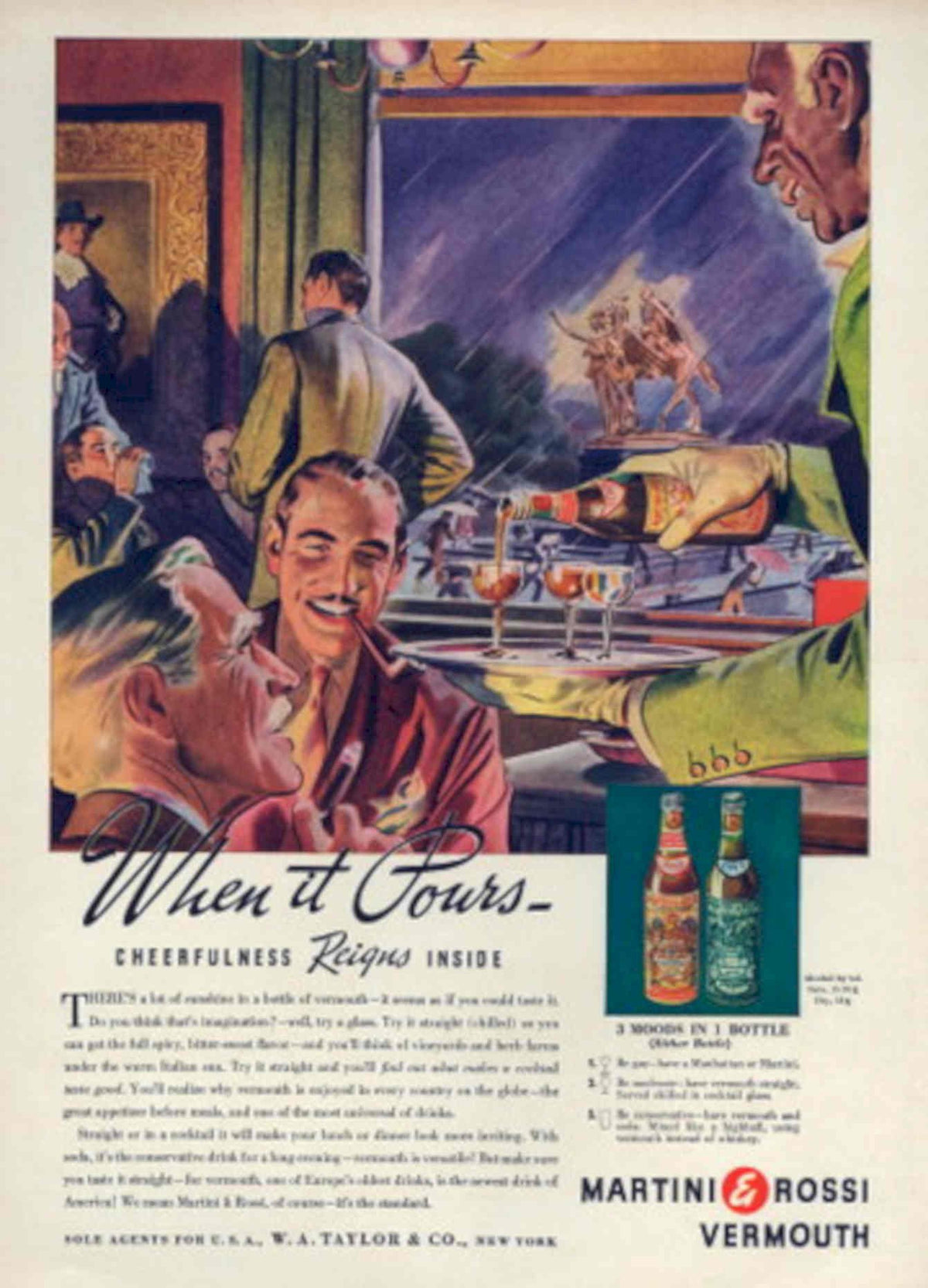 Martini Vermouth 666 1940s Vintage Retro Advert Poster