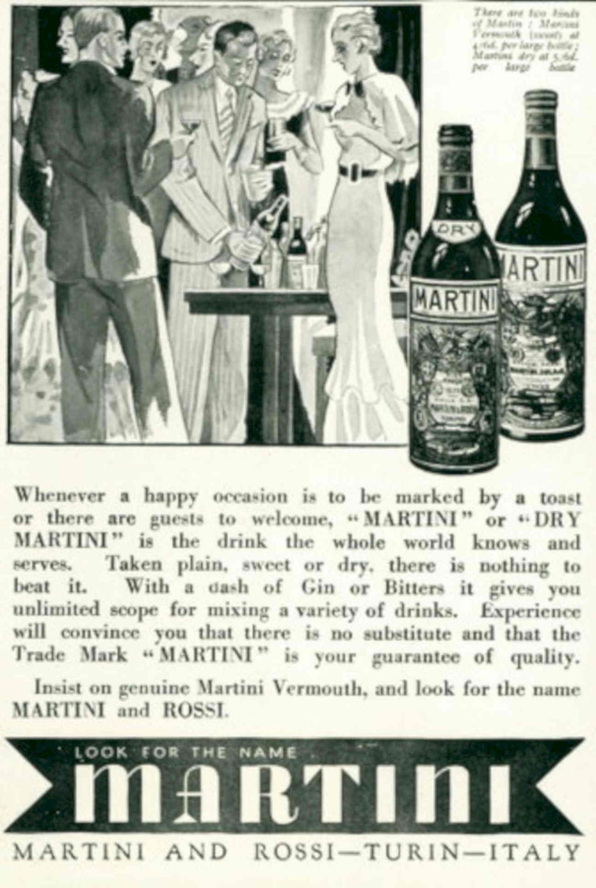 Martini Vermouth Bottles 1930s Vintage Retro Advert Poster