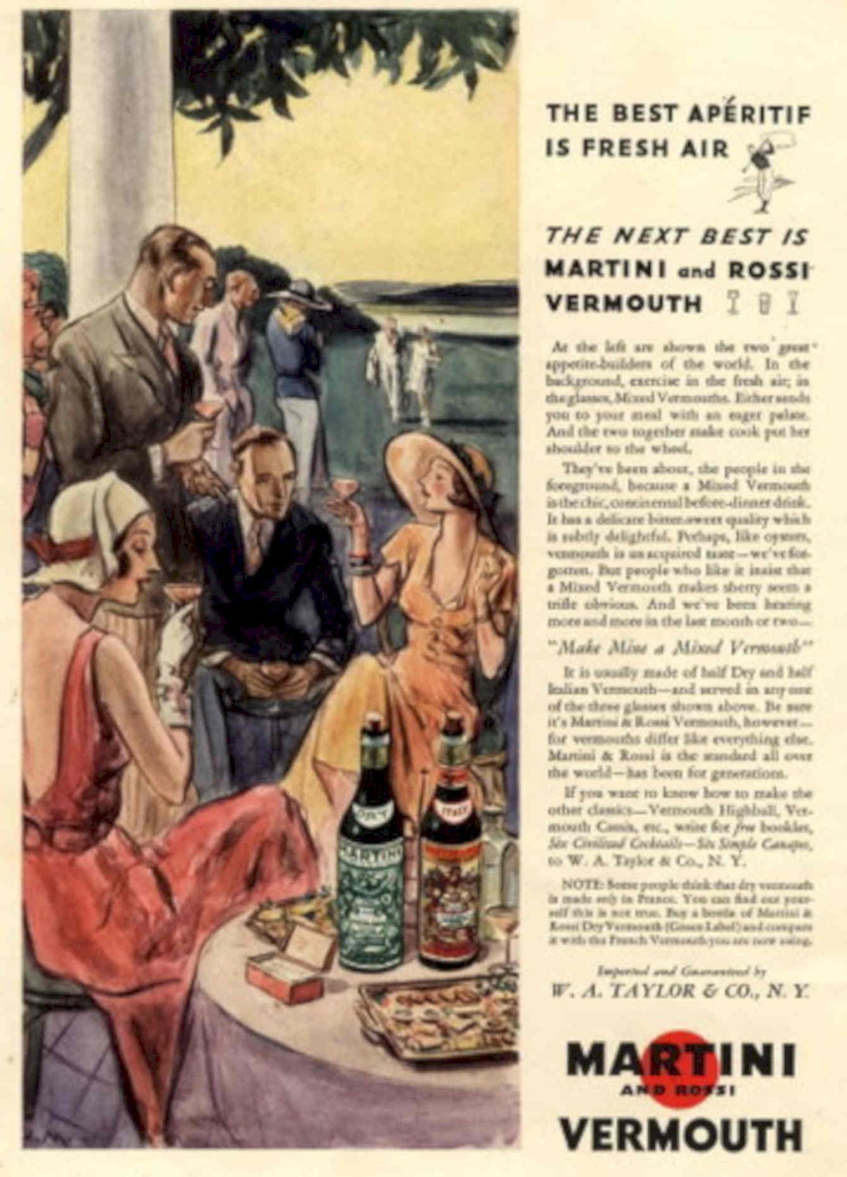 Martini Vermouth Garden 1930s Vintage Retro Advert Poster