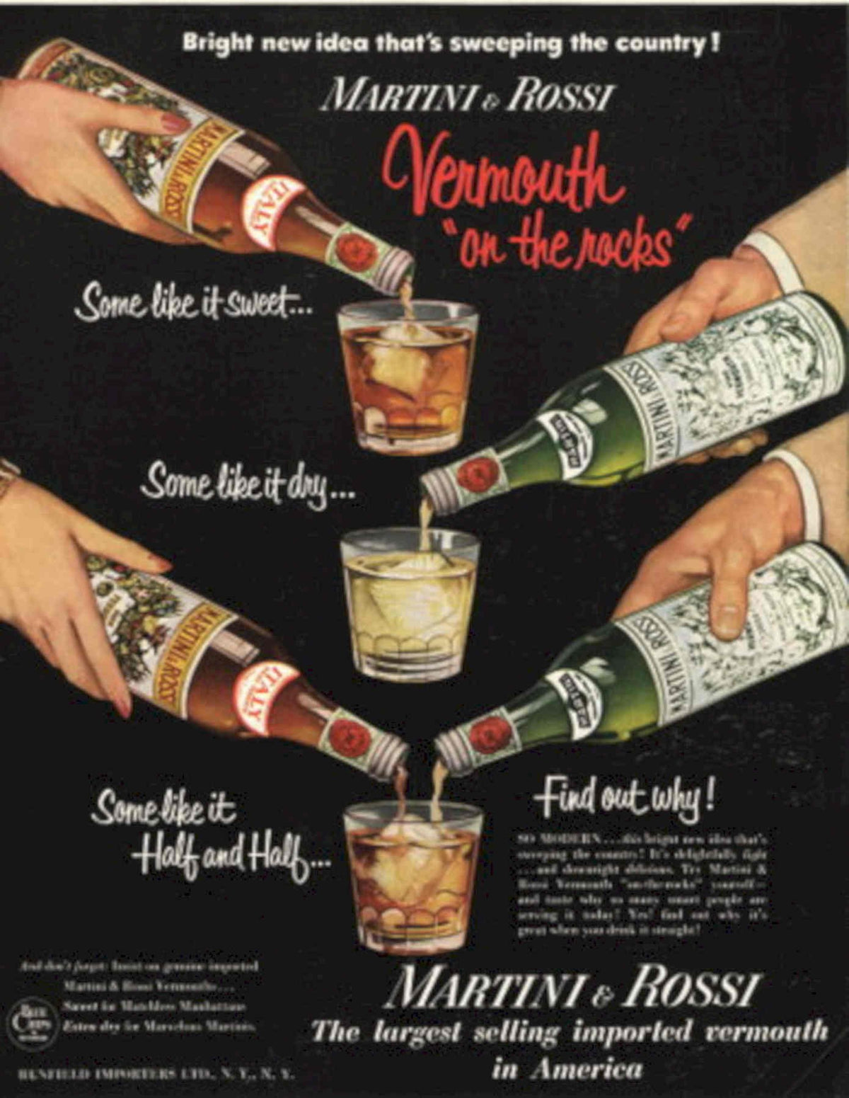 Martini Vermouth Rocks 1950s Vintage Retro Advert Poster