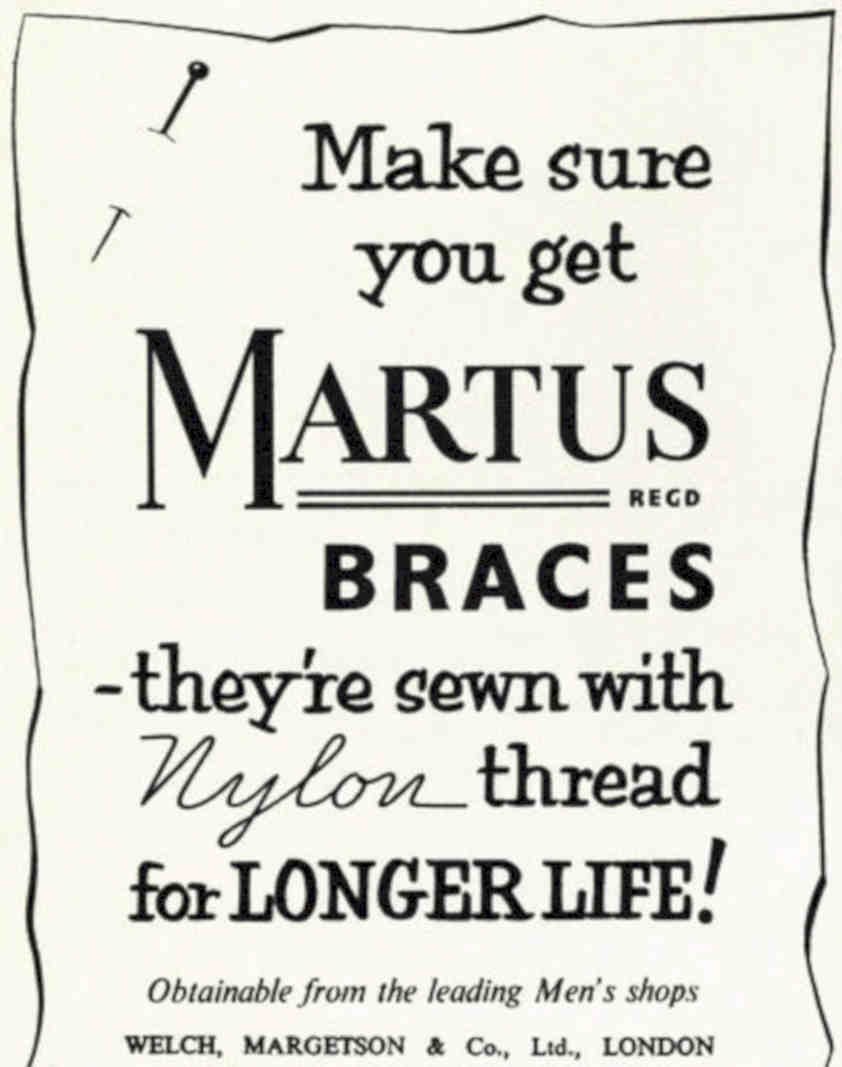 Martus Braces Nylon Vintage Retro Advert Poster A4 Photo Print