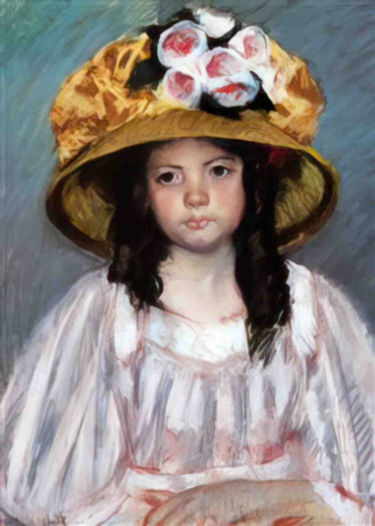 Mary Cassatt girl in large hat Art A4 Photo Print