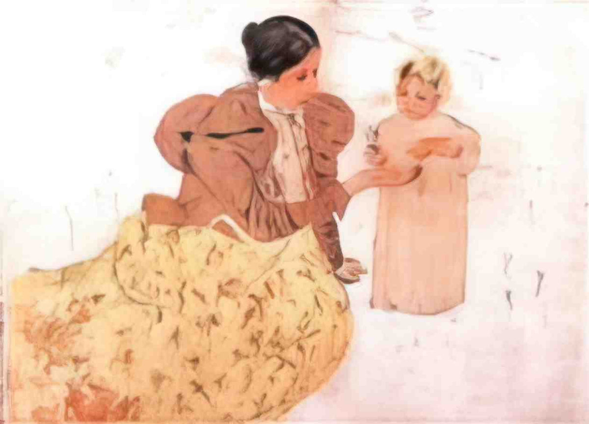 Mary Cassatt picking daisies in a field 1890 Art A4 Photo Print