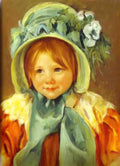 Mary Cassatt child with bangs in a blue dress Art A4 Photo Print