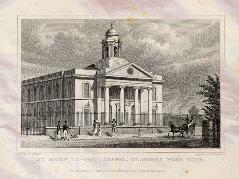 Mary Chapel London England Shepherd 1827 Vintage A4 Photo Print