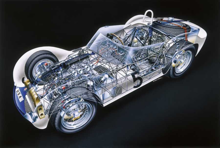 Maserati Tipo 61 Birdcage 1959 cutaway A4 Photo Print