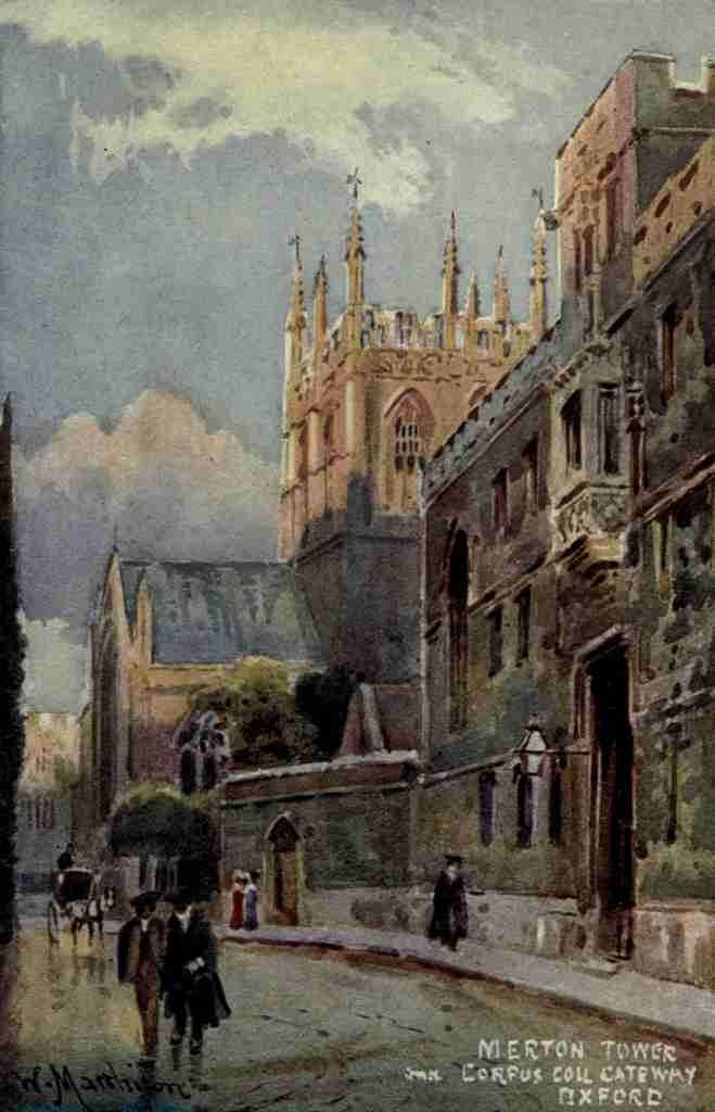 Matthison William 1853 1926 Oxford 1905 Merton Tower & Corpus Christi Gateway A4 Photo Print