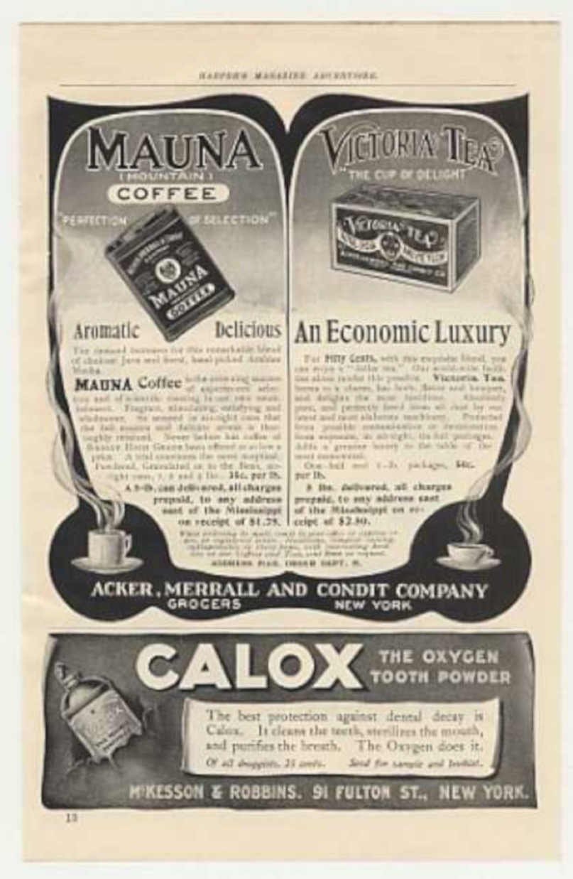 Mauna Coffee Tea Vintage Retro Advert Ads A4 Photo Print